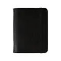 Mini carnet de notes en cuir noir avec reliure à anneaux et élastique de fermeture - Carreaux / Noir