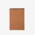 Vintage A4 spiral notebook with kraft paper cover, blank inner pages for sketching or writing. - A4
