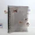 Transparente graue PVC Ringbuchhülle A5 A6 Notizbuch Planer Hülle Tagebuch Nachfüllen - A5 Schwarz Transparent PVC Eisenclip