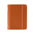 Mini carnet de notes en cuir format poche agenda relie a anneaux avec bande elastique. - Carreaux / Orange