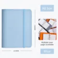 Mini carnet à anneaux en cuir A8 avec bande élastique, agenda de poche rechargeable. - Bleu