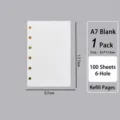 A7 blanko 6-Ring lose Blätter Papier Nachfüllung 100 Blatt für Ringbuch Notizbuch Einlagen - A7 6-Loch Blanko Nachfüllung (100 Blatt)
