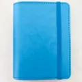 Mini cahier a anneaux en cuir PU carnet de poche journal avec bande elastique bleu - Aqua