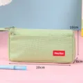 Astuccio in tela verde chiaro variante, grande borsa di cancelleria con chiusura a zip pratica. - Con Etichetta / Verde Matcha