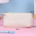Astuccio semplice in tela grande capacità borsa di cancelleria con cerniera tasca frontale - Nuovo Stile Senza Etichetta / Beige