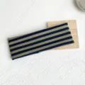 American retro contrast striped wide headband, elastic cotton knit hair band for women sports. - Dark Green