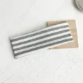 Grey white striped wide knitted headband, elastic sports hair hoop for women face wash. - Gray