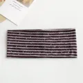 Sparkly Rhinestone Wide Elastic Headband Chevron Pattern Hair Band Fashion Hair Accessory - Coffee Waves