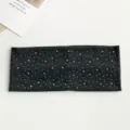 Dark grey wide stretch hairband with scattered rhinestones sparkling daily fashion accessory - Charcoal Grey