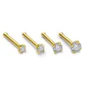 Perno de nariz recto dorado con circonita piercing corporal acero inoxidable 0.8mm - 0.8*7*1.5 / Dorado