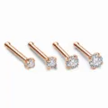 Elegante piercing nariz oro rosa acero inoxidable circonita cubica varias tallas set - 0.8*7*1.5 / Rosa oro