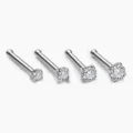 Piercing de nariz recto de acero inoxidable con circonita cubica brillante, joya corporal. - 0.8*7*1.5 / Color acero