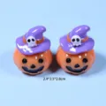 Halloween miniature resin pumpkin figurines cute desktop decoration props 2.4cm. - Halloween Mini Ornament - Purple Witch Pumpkin