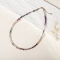 Multi-color fluorite cube beaded necklace, elegant gemstone clavicle chain with gold details. - 24080802 Necklace