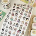 Schattige tekenfilmmeisje sticker rol washi tape set voor creatief dagboek knutselen. - Karaktercatalogus (Gedecanteerd 100cm)