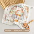 Baby gauze square towel, cute rabbit cartoon pattern, 6-layer soft cotton washcloth. - 6-Layer Single Flower Travel Square Towel 30*30cm