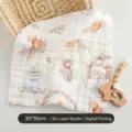 Baby soft cotton gauze washcloth square towel with cute animal prints 30x30cm newborn care - 6-Layer Gauze Square Towel Travel 30*30cm