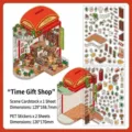 Ensemble de stickers de scène DIY Time Gift Shop avec petits meubles et ours en PET variante - Boutique de Cadeaux du Temps (Série 6)