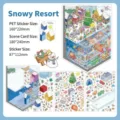 Ensemble créatif de stickers PET décoratifs et carte de scène sur le thème d'hiver. - Station de Glace et Neige (Série 26)