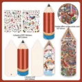 Grand crayon autocollant décoratif DIY paysage créatif avec stickers PET et cartes pliantes. - Crayon Géant (Série 44)