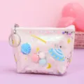 Süße holografische Münztasche mit Weltall Motiv und praktischem Schlüsselanhänger - Kleiner Geldbeutel / Weiß