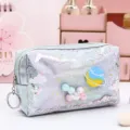 Borsa Cosmetica Olografica con Sabbia Mobile Pianeta Astuccio Impermeabile da Viaggio - Borsa Cosmetica Grande / grigio-blu