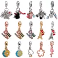 Cute cartoon alloy DIY charms collection featuring tooth, popcorn, and Eiffel tower pendants. - 15 Pieces Set Series