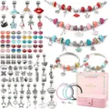 Kit fai da te 115 pezzi per braccialetti e collane con perline colorate e ciondoli gioiello - Set da 115 Pezzi / Colorato