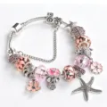 Bracciale con ciondolo a stella marina in stile oceano catena serpente per donna chic - 17cm / Rosa