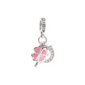 Charm perla trifoglio a quattro foglie ferro di cavallo smalto rosa per braccialetto DIY - Trifoglio Luna Cuore Rosa / Rosa/Argento