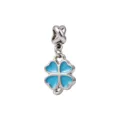Ciondolo perlina trifoglio cuore blu tonalità argento braccialetto DIY gioiello - Quadrifoglio Cuore Blu