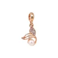 Ciondolo Perla Foglia Oro Rosa per Accessorio Braccialetto Fai da Te Variante Modello - Foglia Perla Oro Rosa