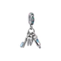 Cute dental tooth charm pendant for DIY charm bracelet, silver tone metal with blue crystal details. - Dentist Tooth Charm