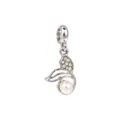 Ciondolo foglia perla argento DIY per bracciale, accessorio gioiello stile dolce. - Foglia Perla Argento