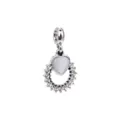 Ciondolo cuore in argento con smalto bianco e zirconi cubici scintillanti per braccialetti fai da te. - Ciondolo Anello Cuore Bianco Con Strass Pieno
