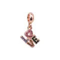 Rose Gold Color Colorful Crystal LOVE Letter DIY Charm Pendant for Bracelet Necklace - Rose Gold LOVE Charm
