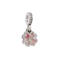 Ciondolo argento quadrifoglio zirconi smalto rosa braccialetto fai da te accessorio. - Trifoglio Rosa Strass