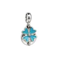 ciondolo quadrifoglio argento smalto blu cristallo perla braccialetto fai da te - Trifoglio Blu Strass
