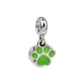 ciondolo charm impronta di zampa smalto verde argento per braccialetto, grazioso regalo animali. - Impronta di zampa verde