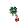Charm quadrifoglio smalto verde e ciondolo coccinella rossa perline argento fai da te. - Trifoglio Verde Coccinella Argento