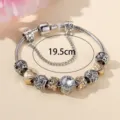 Vista dettagliata del bracciale con catena serpente DIY in argento con cristalli brillanti. - 17cm