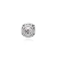 Close-up detail of vintage silver zodiac charm bead with star cutouts for DIY jewelry making. - Pisces