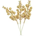 Gold glitter berry branches Christmas DIY decorative floral accessories for holiday design - Gold