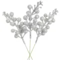 Silver Glitter Christmas Berry Branches DIY Floral Accessory Holiday Decor New Style - White