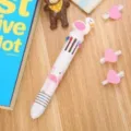 Süßer 10-Farben Kugelschreiber mit Flamingo Einhorn Design, perfekt für Schüler zum Schreiben. - Flamingo - Weiß