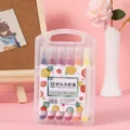 12 Farben Aquarell Pinselstift Set mit Transparenter Tragbarer Box für Kinder Malen - 12 Farben Set / bunt