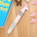 Niedlicher Einhorn 10-Farben Kugelschreiber, süßes Cartoon Mehrfarben Schreibwerkzeug. - Einhorn - Weiß