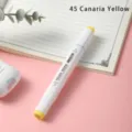 White barrel dual head alcohol marker pen single color art sketch pen for illustration drawing - 45 Canary Yellow