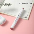 Dual head alcohol marker pen in 91 Natural Oak color, white square barrel for sketching art. - 91 Natural Oak