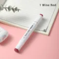Single white barrel alcohol marker pen, dual-tip sketch art marker in wine red color. - Wine Red